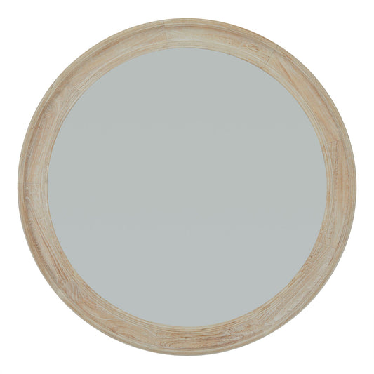 WASHED ROUND WOODEN FRAMED MIRROR (pre order for end of may delivery)